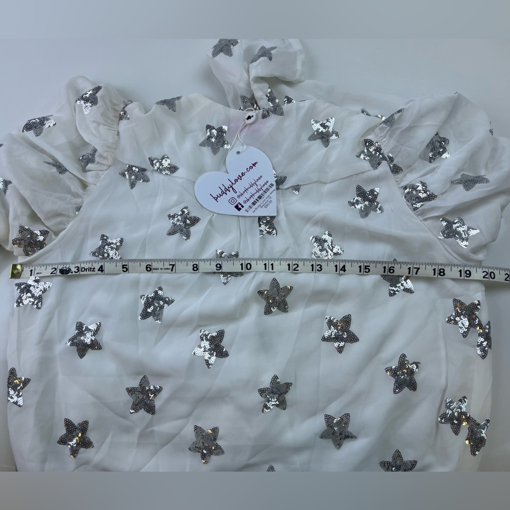 BuddyLove White Silver Stars Sequined Joan Surplice Neckline Bodysuit N263 - Picture 10 of 11